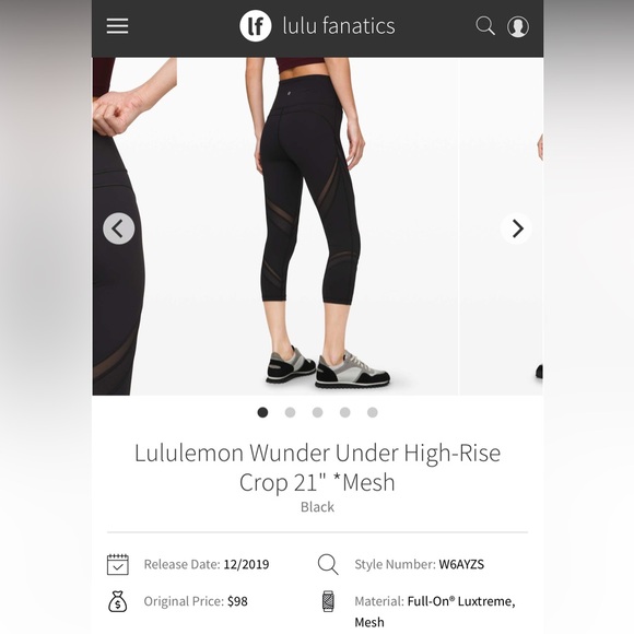 Lululemon Athletica Black Wunder Under High-Rise Crop Leggings - Picture 1 of 9